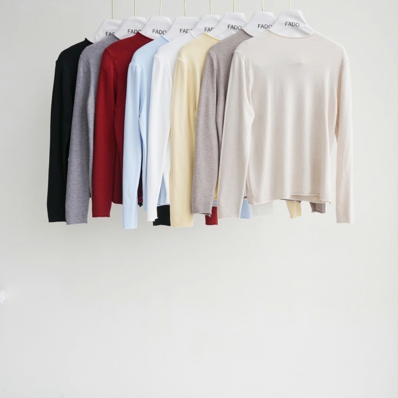 法朵Fado shop｜【百搭基本款】素面捲邊圓領包芯紗衫 011A476 八色