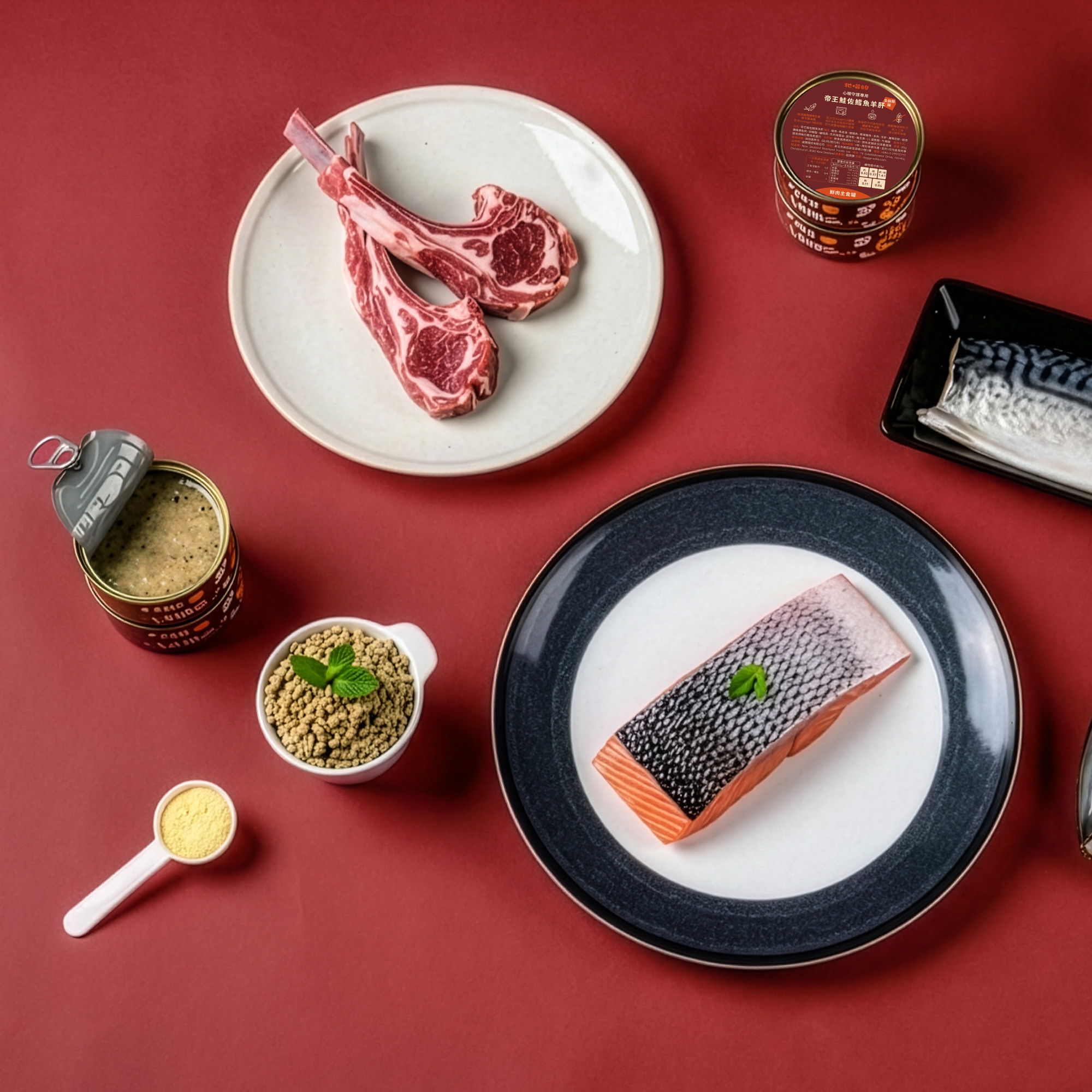 貓｜ 鮮肉主食罐 • 帝王鮭佐鱈魚羊肝