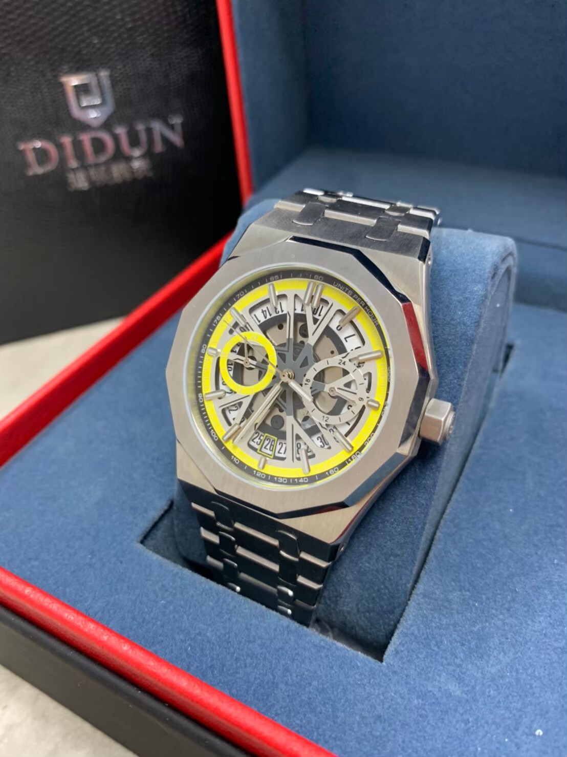 【DIDUN 迪頓】DDN-003 真兩眼帶日期 鏤空錶殼 不鏽鋼 石英 手錶