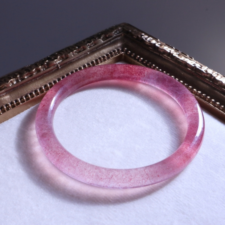 【天然石水晶手鐲】圈口尺寸54～55 西柚桃花釀/星光草莓晶