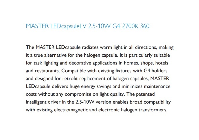 飛利浦 MASTER LED CAPSULE 2.5W 2700K LED 燈