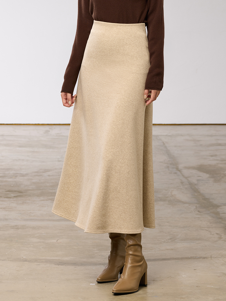 韓系挺版超修飾毛呢長裙