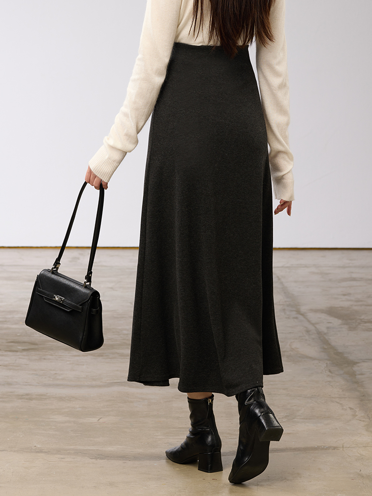 韓系挺版超修飾毛呢長裙