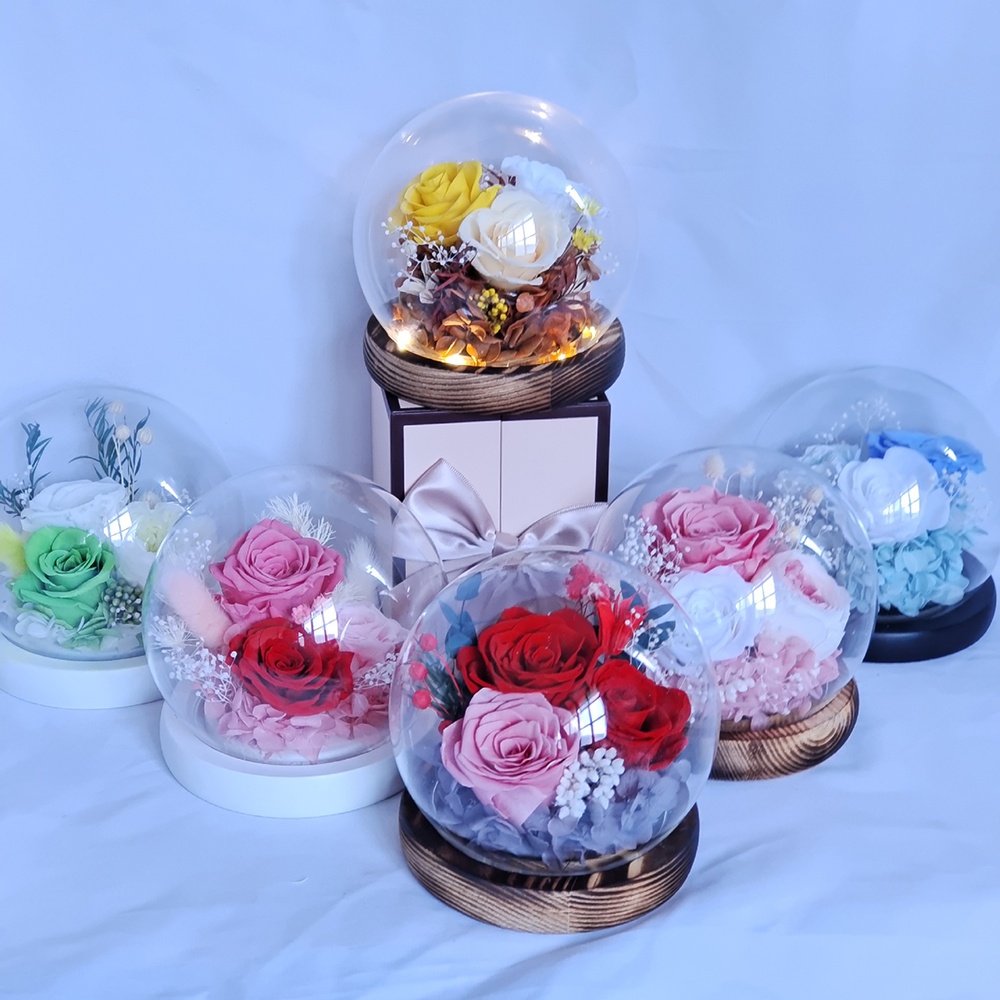 日本TSK 紅玫瑰永生花夢幻夜燈 P4045