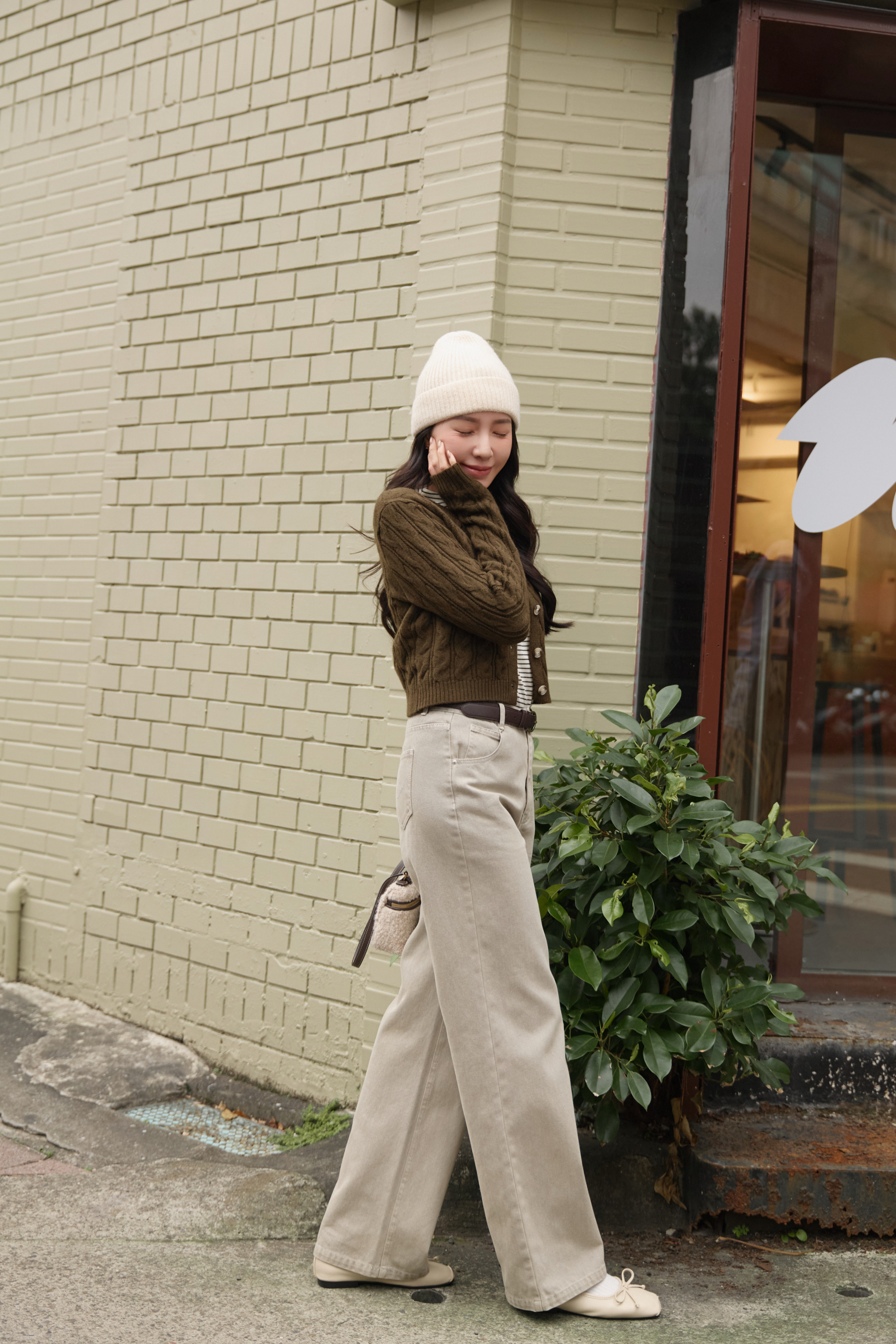 Gmade/麻花捲羊毛排釦針織小外套-橄欖