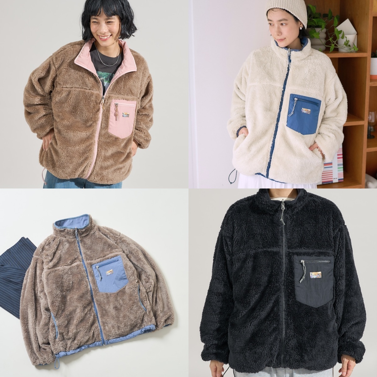 限時特價預購┃FREAK'S STORE 女款 撞色 雙面穿 尼龍 抓絨 熊熊 毛毛 外套