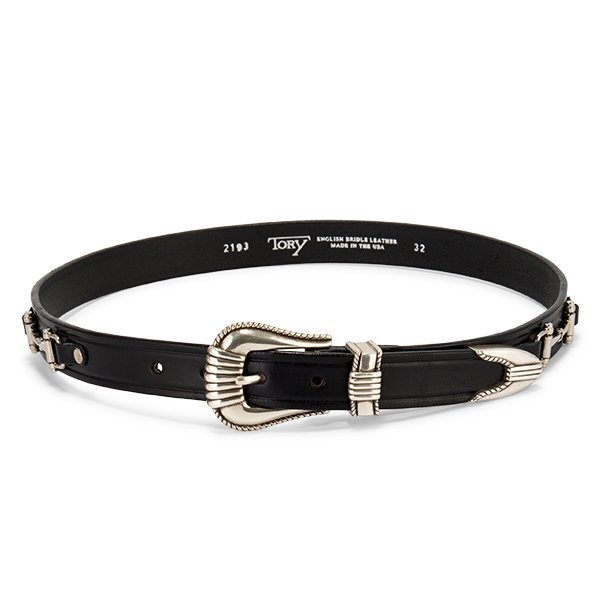 Tory Leather | 1" Bridle Leather Silver Buckle Set Belt 2193
