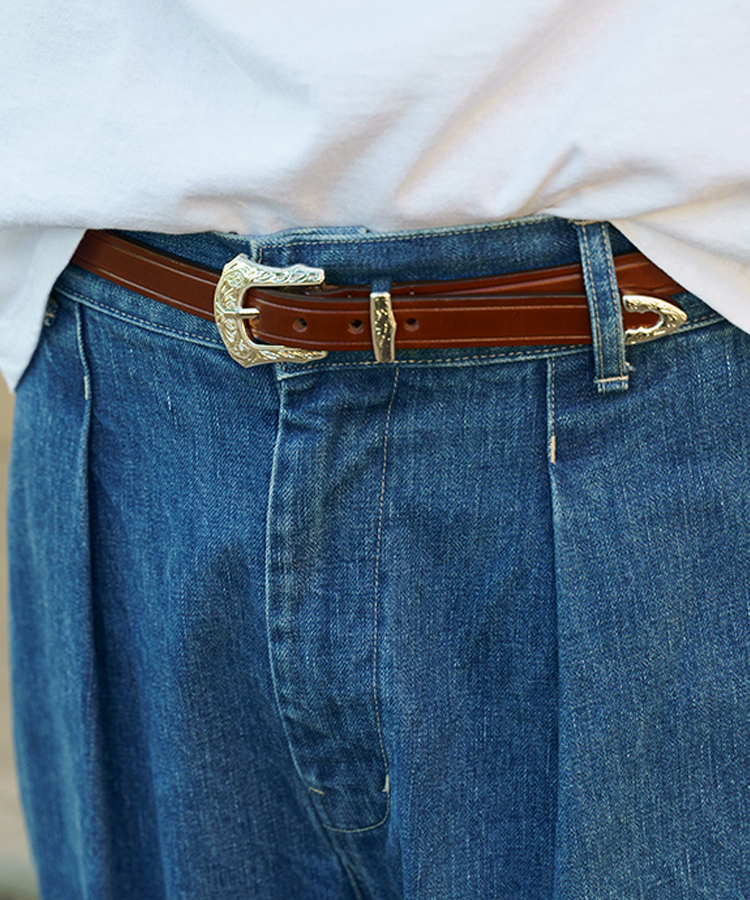 Tory Leather | 3/4“ Bridle Leather Silver Buckle Set Belt 2243