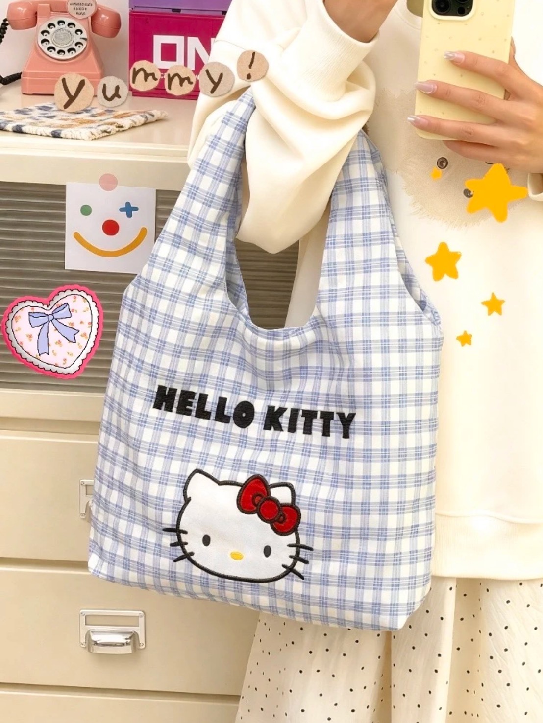 三麗鷗 HELLO KITTY 大頭 手提帆布袋