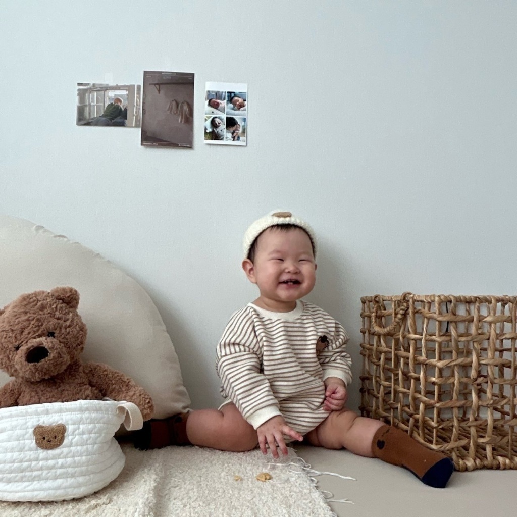 韓國🇰🇷Moran 條紋熊熊包屁衣(S-M)