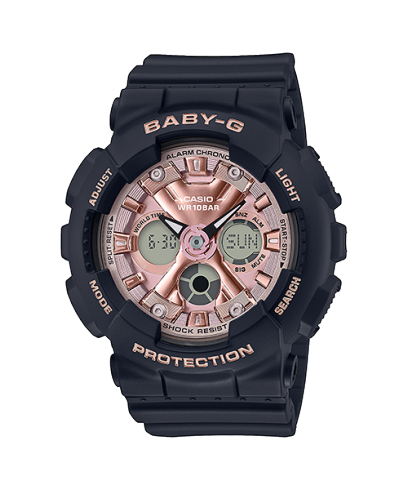 【CASIO 卡西歐】BABY-G 雙顯運動錶玫瑰金面 BA-130-1A4