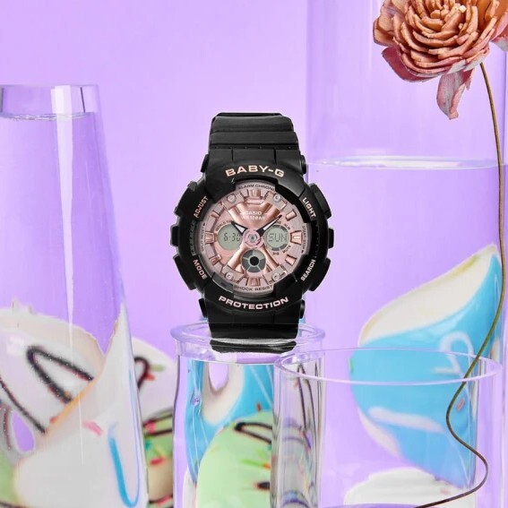 【CASIO 卡西歐】BABY-G 雙顯運動錶玫瑰金面 BA-130-1A4