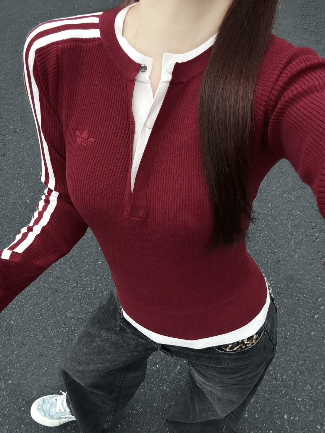 ADIDAS ORIGINALS 假兩件 亨利領上衣