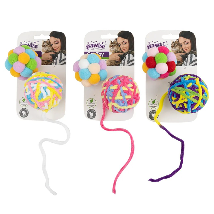 Pawise | 彩色波波貓玩具(2個入) (NO.28147)
