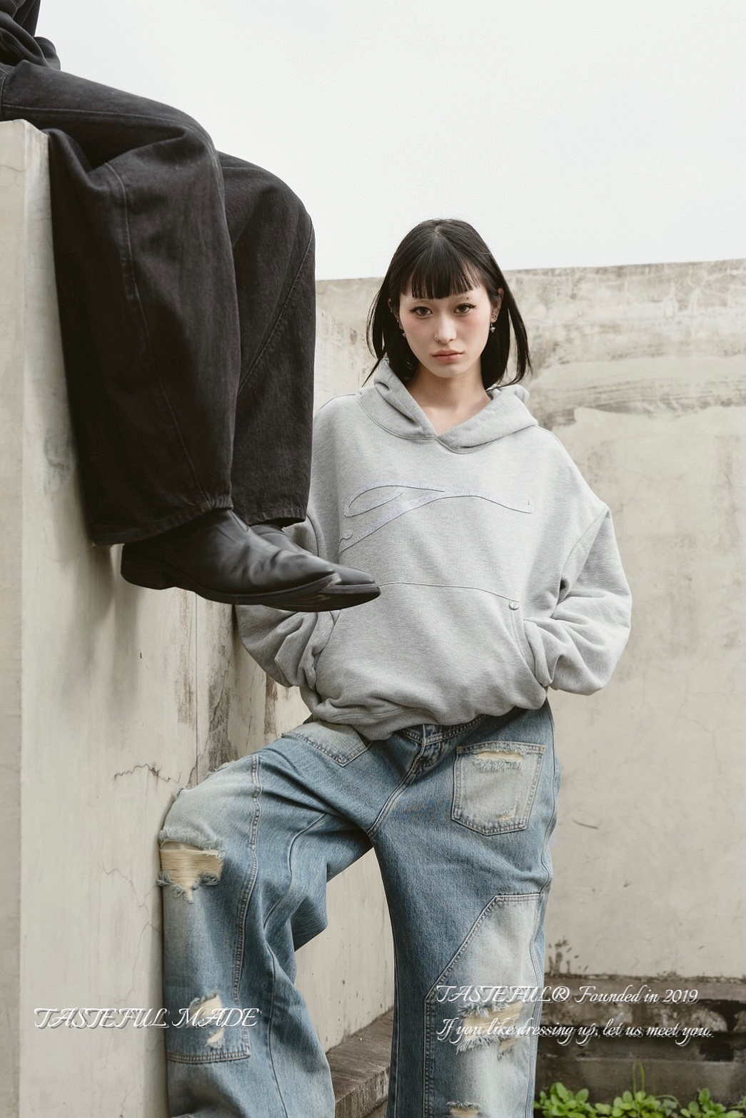 TASTEFUL MADE  TRACE(T-20)- 影痕 卯釘 短寬 雙面布 3D縫線 #帽T