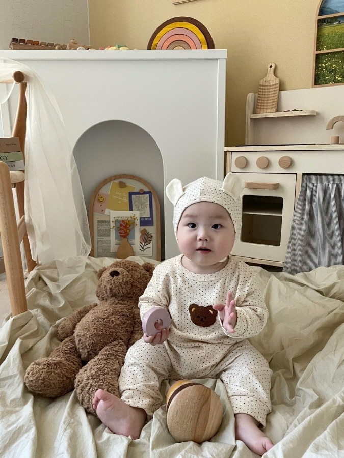 韓國🇰🇷Moran 點點熊熊連身衣送帽(S-M)