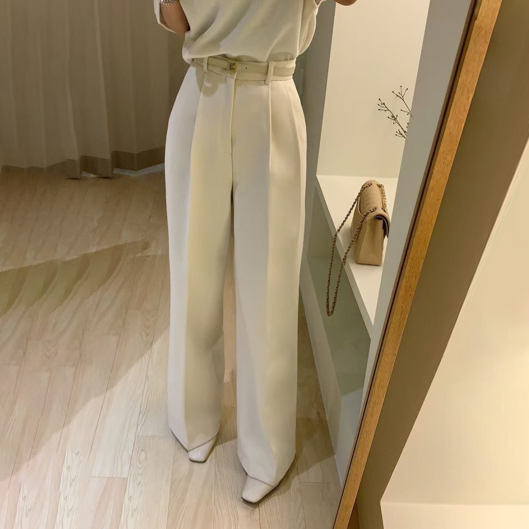 優雅女子修身打褶感西裝褲長褲-S-Ｍ / 3色