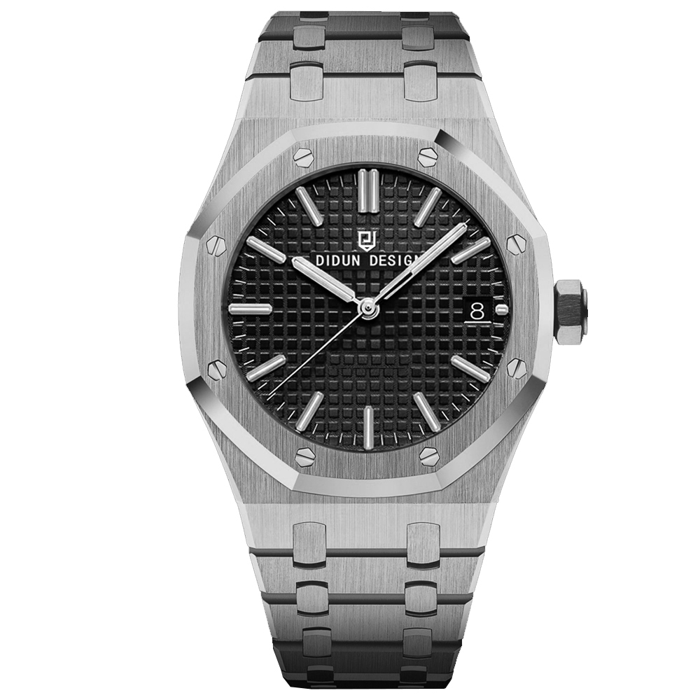 【DIDUN 迪頓】皇家橡樹系列 DDN- 016 經典八角 銀色 時尚 日本機械機芯 日期 不鏽鋼 手錶