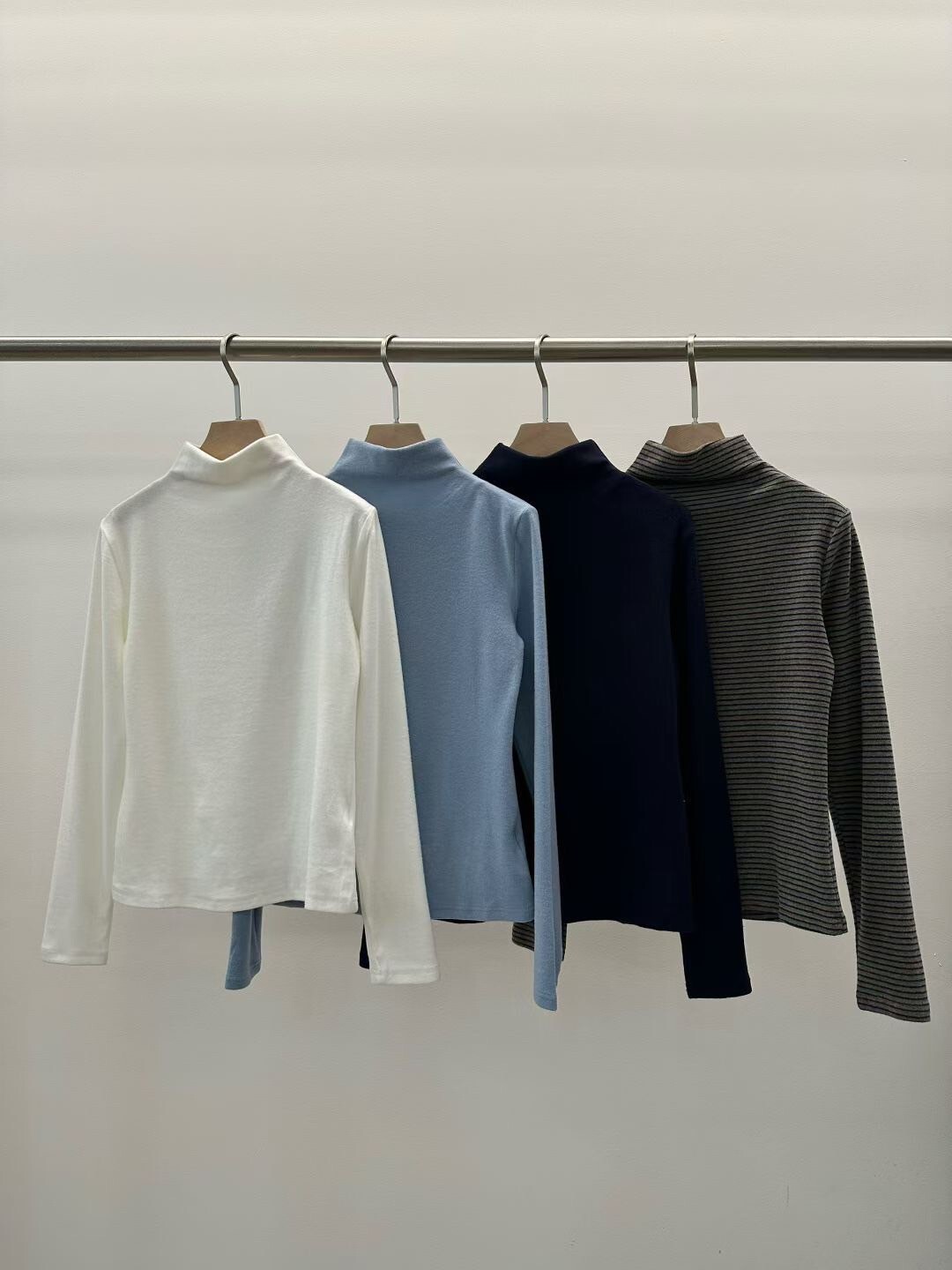 秋冬百搭色系立領長袖上衣-F / 4色