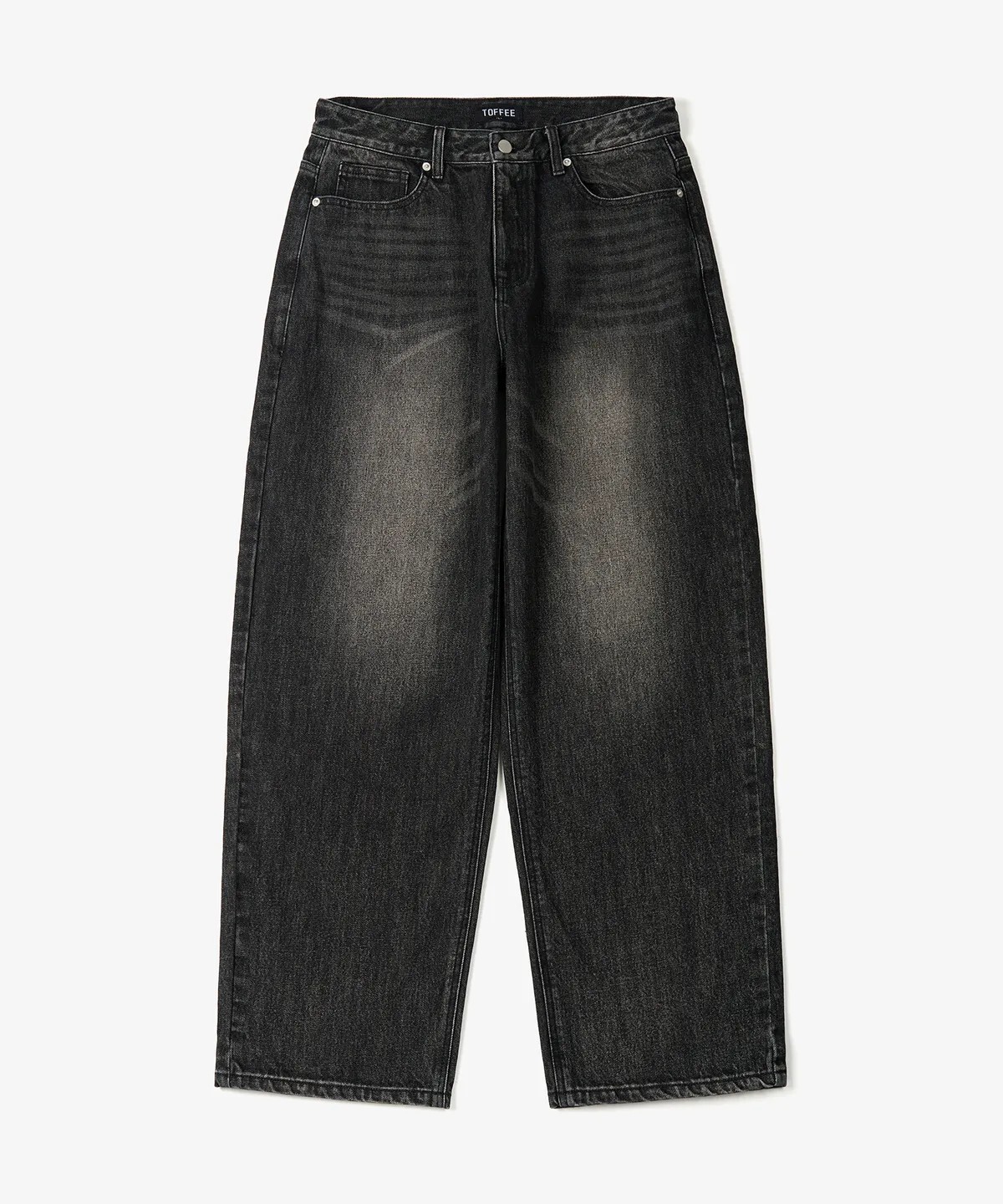 【OWN】TOFFEE 牛仔褲 刷白 寬褲 寬鬆 韓系 水洗 不分男女 黑色