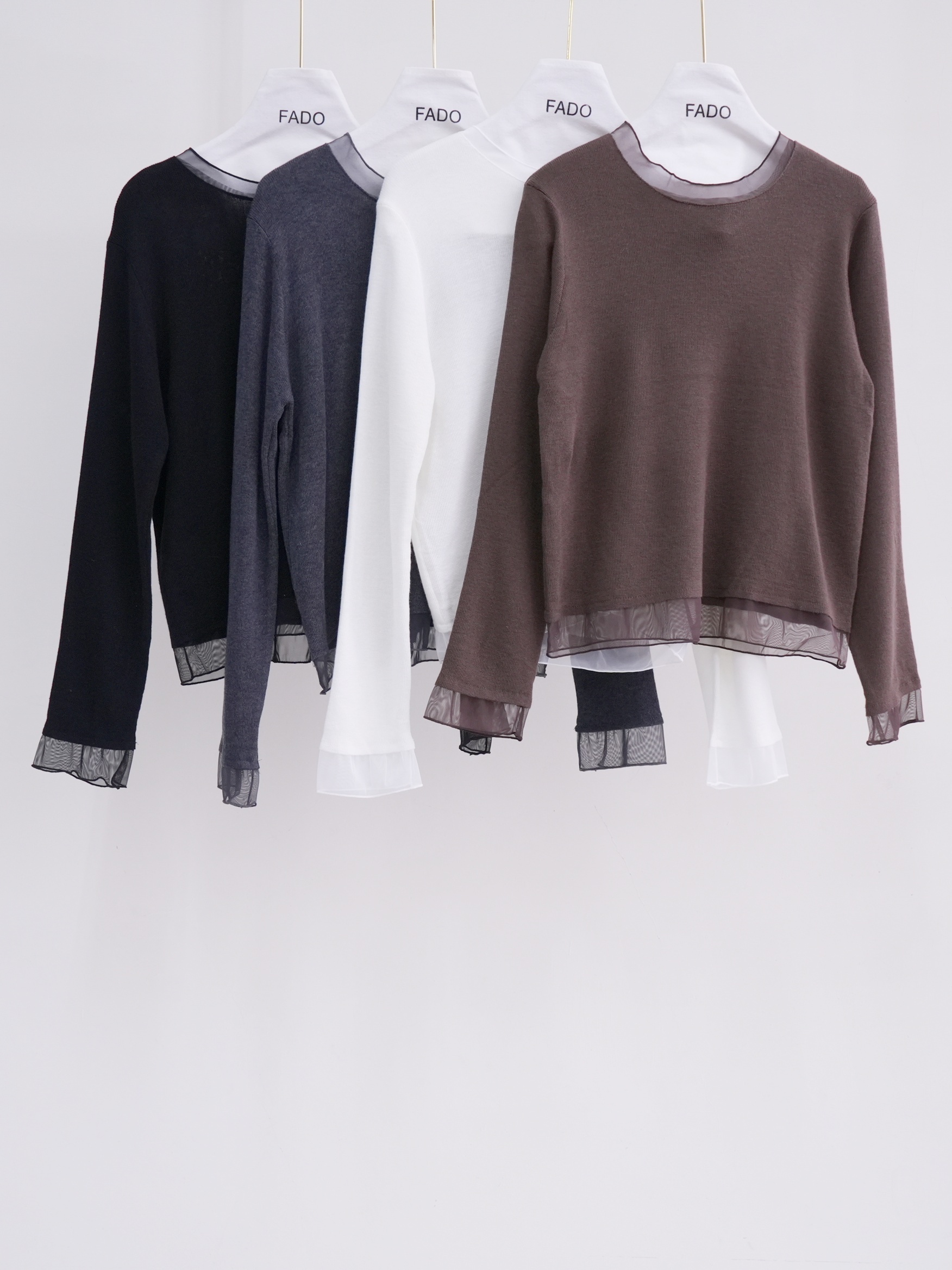 法朵Fado shop｜透紗拼接針織衫 0114072 四色