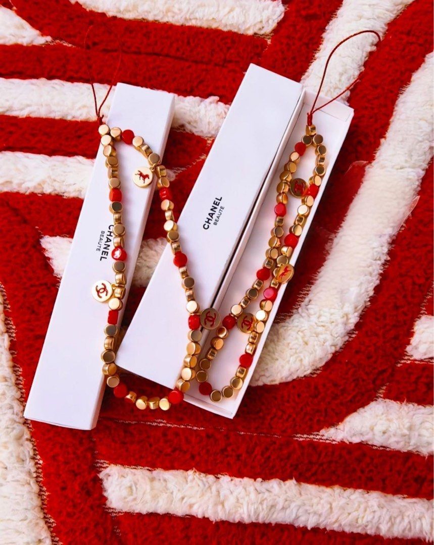 Chanel Beauty 馬年紅金手機鏈手機繩吊飾
