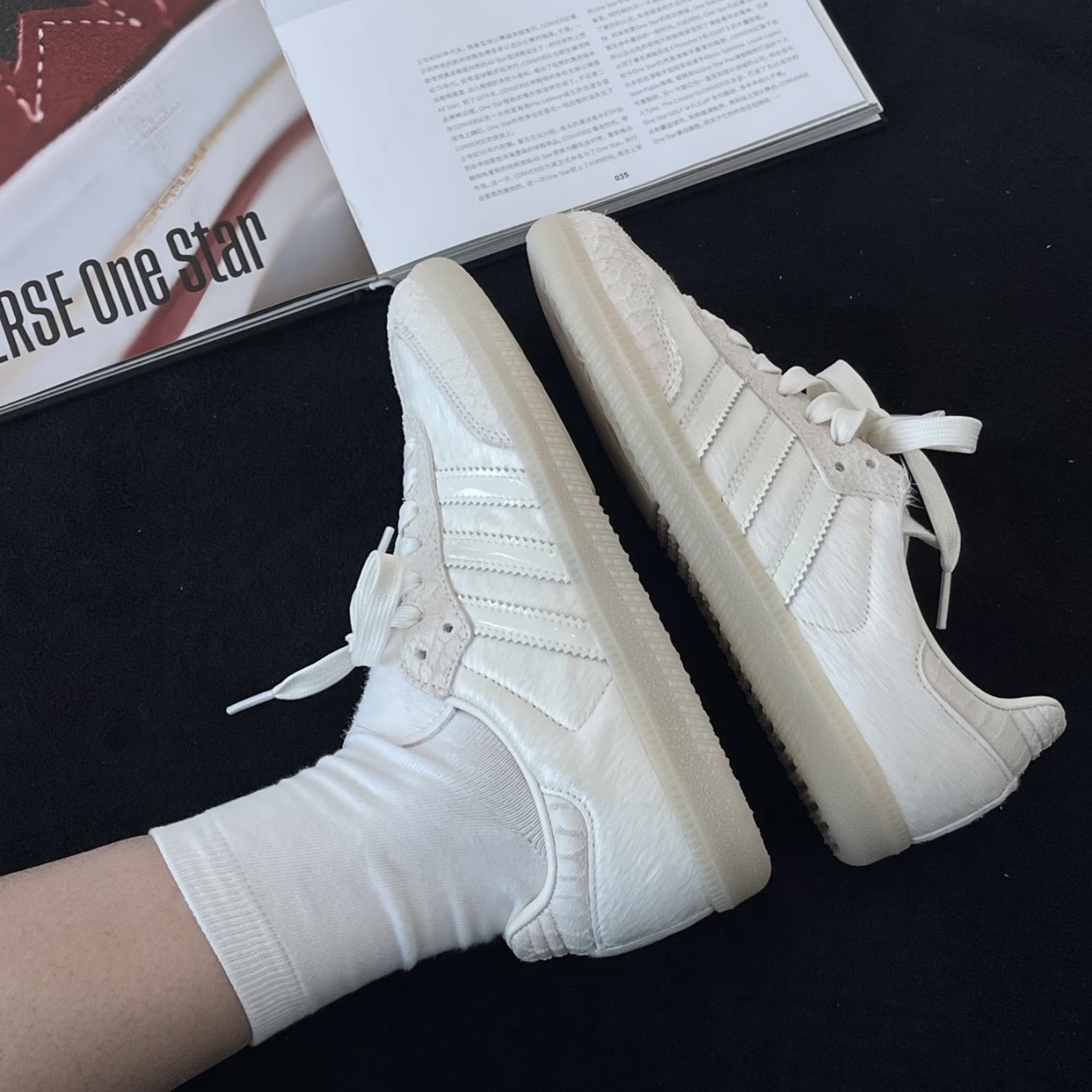 ADIDAS ORIGINALS SAMBA OG 米白 龜裂紋 馬海毛 休閒鞋 女鞋 IH9148