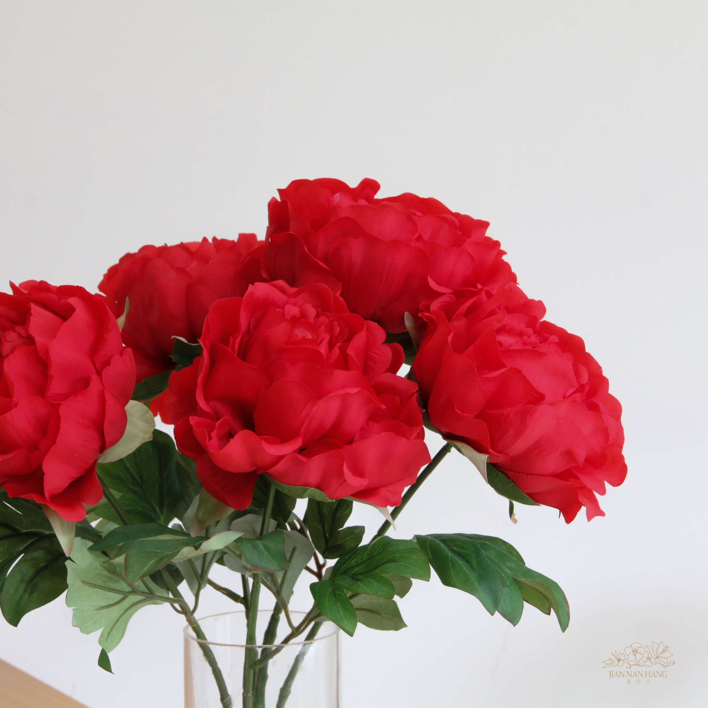 人造花  牡丹花束 5頭 紅