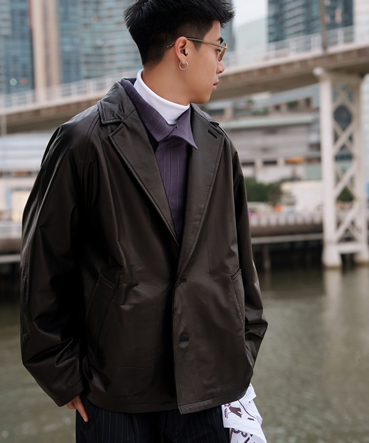Blanc YM｜LEATHER OVERSIZE RAGLAN JACKET