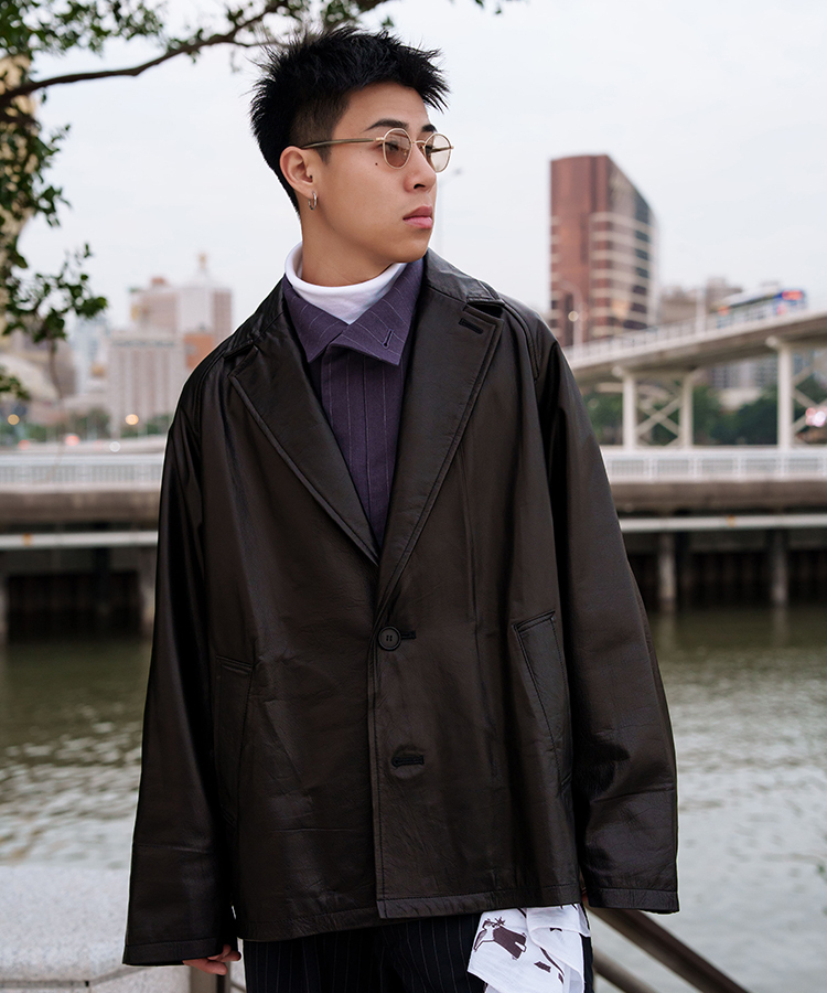 Blanc YM｜LEATHER OVERSIZE RAGLAN JACKET