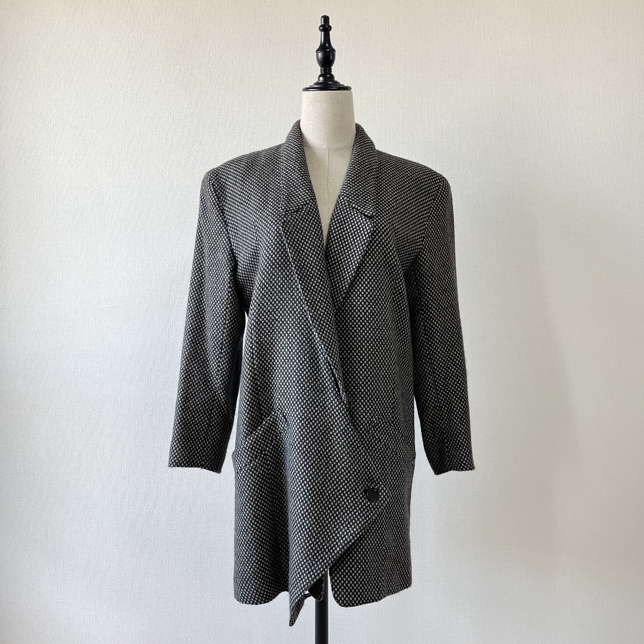 Hiroko Koshino黑灰色波點個性羊毛外套