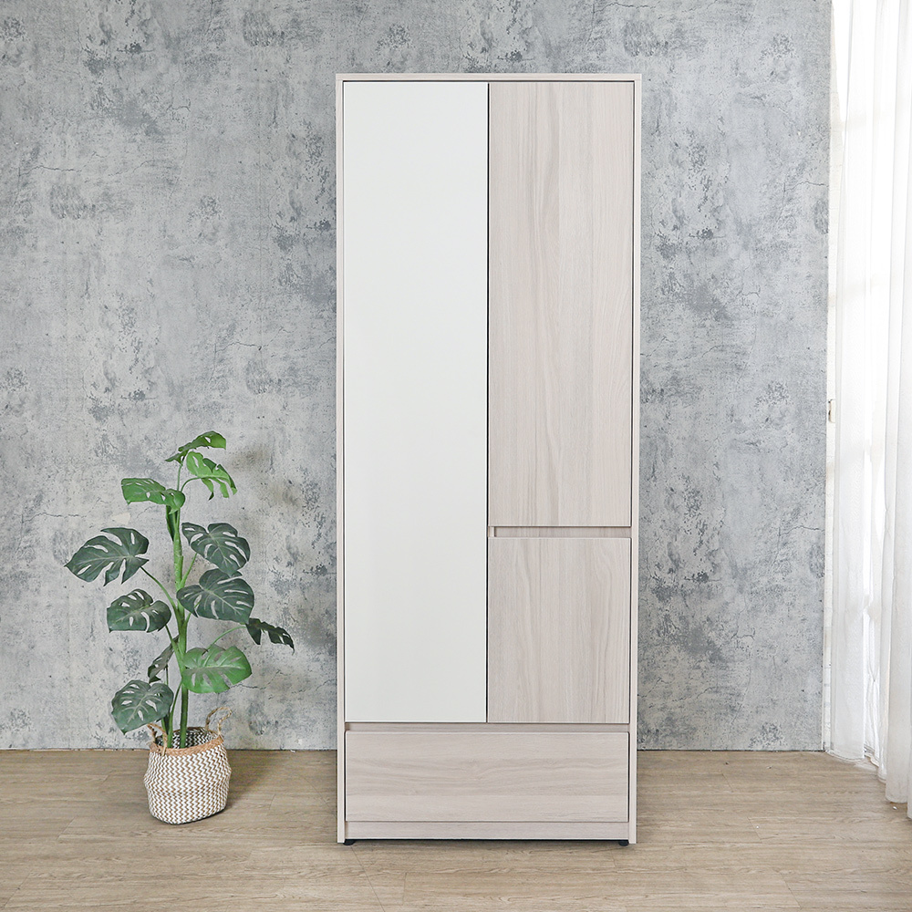 菲斯2.5尺三門一抽衣櫃(單吊桿)