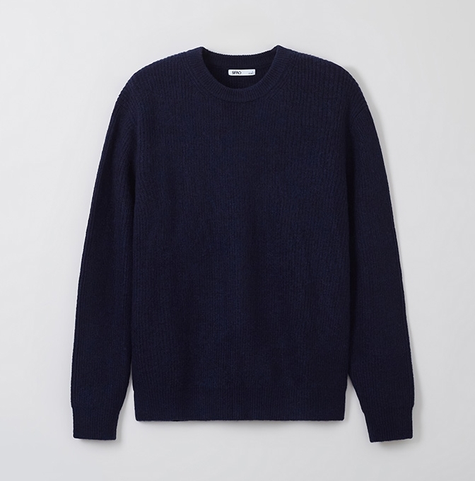 【OWN】SPAO 長袖 上衣 針織 圓領 女版 深藍