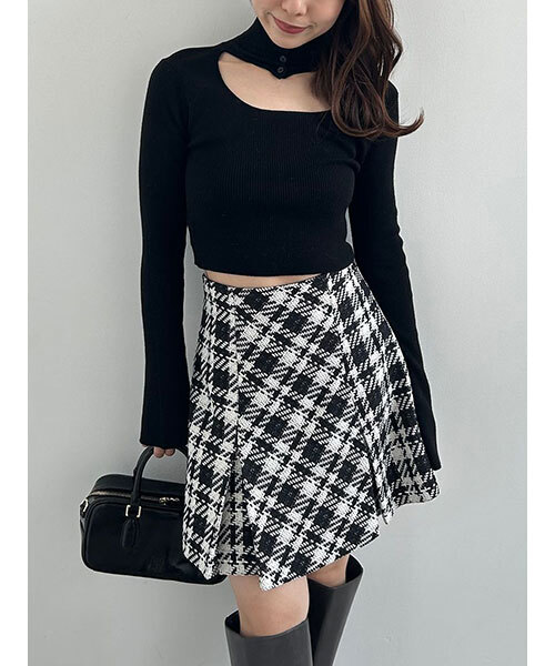 [預購]折扣SNIDEL 粗紡格紋褲裙