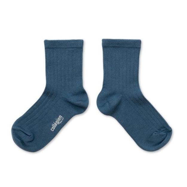 (預購) COLLEGIEN 羅紋中筒襪 Paul - 960 Bleu Cendré 灰藍