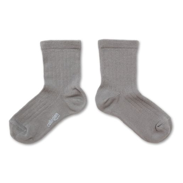 (預購) COLLEGIEN 羅紋中筒襪 Paul - 105 Gris Perle 珍珠灰