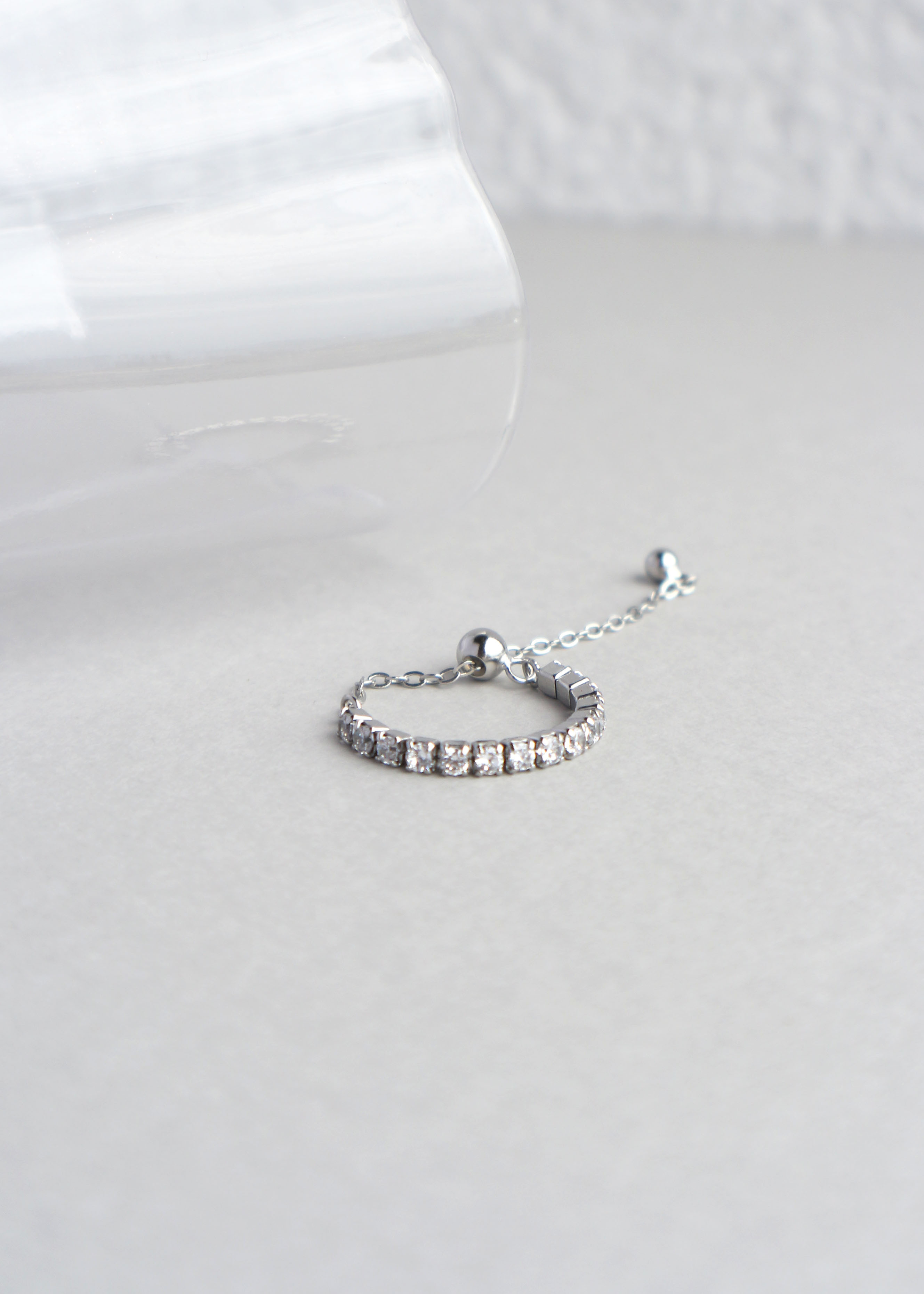 純銀排鑽 調節式鍊戒