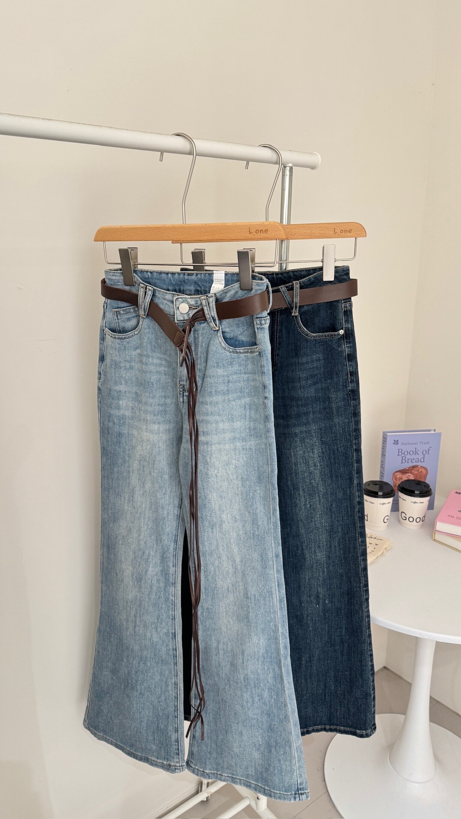 復古刷色微喇叭褲