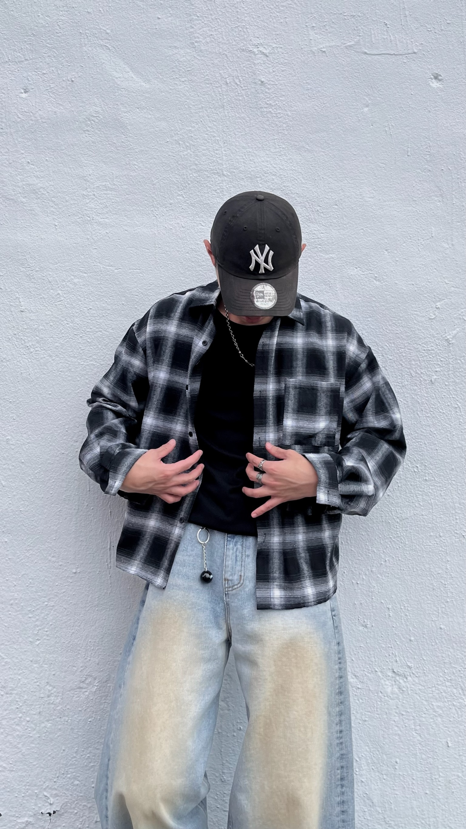 大格紋寬短版襯衫 (2colors)