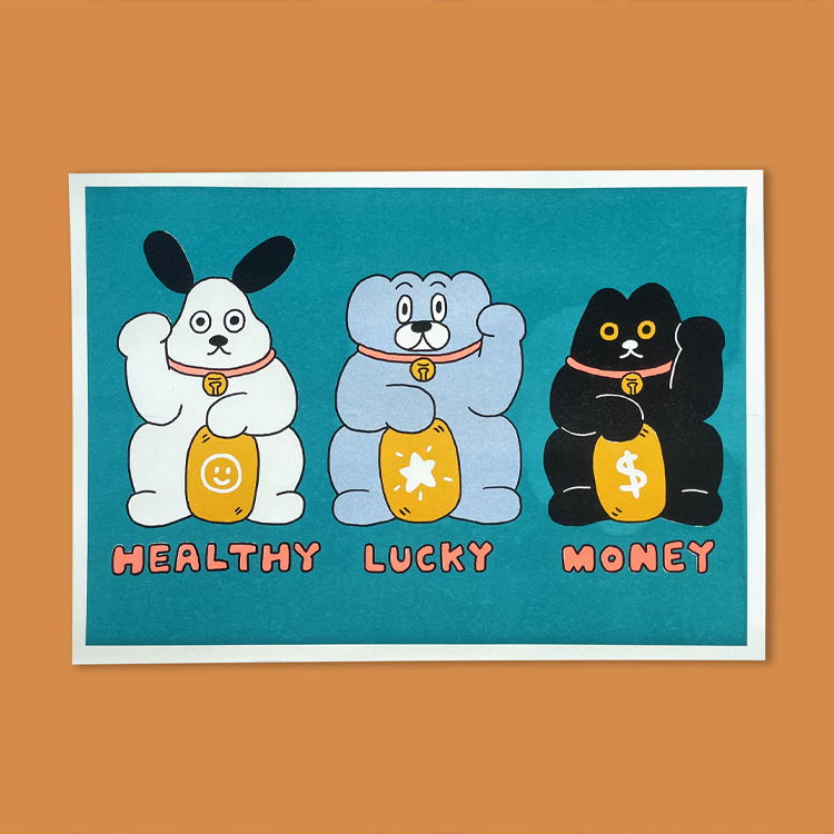 餃貓一家招財海報