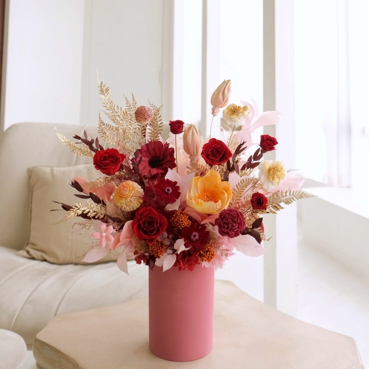 柔光桃花 永生盆花 L