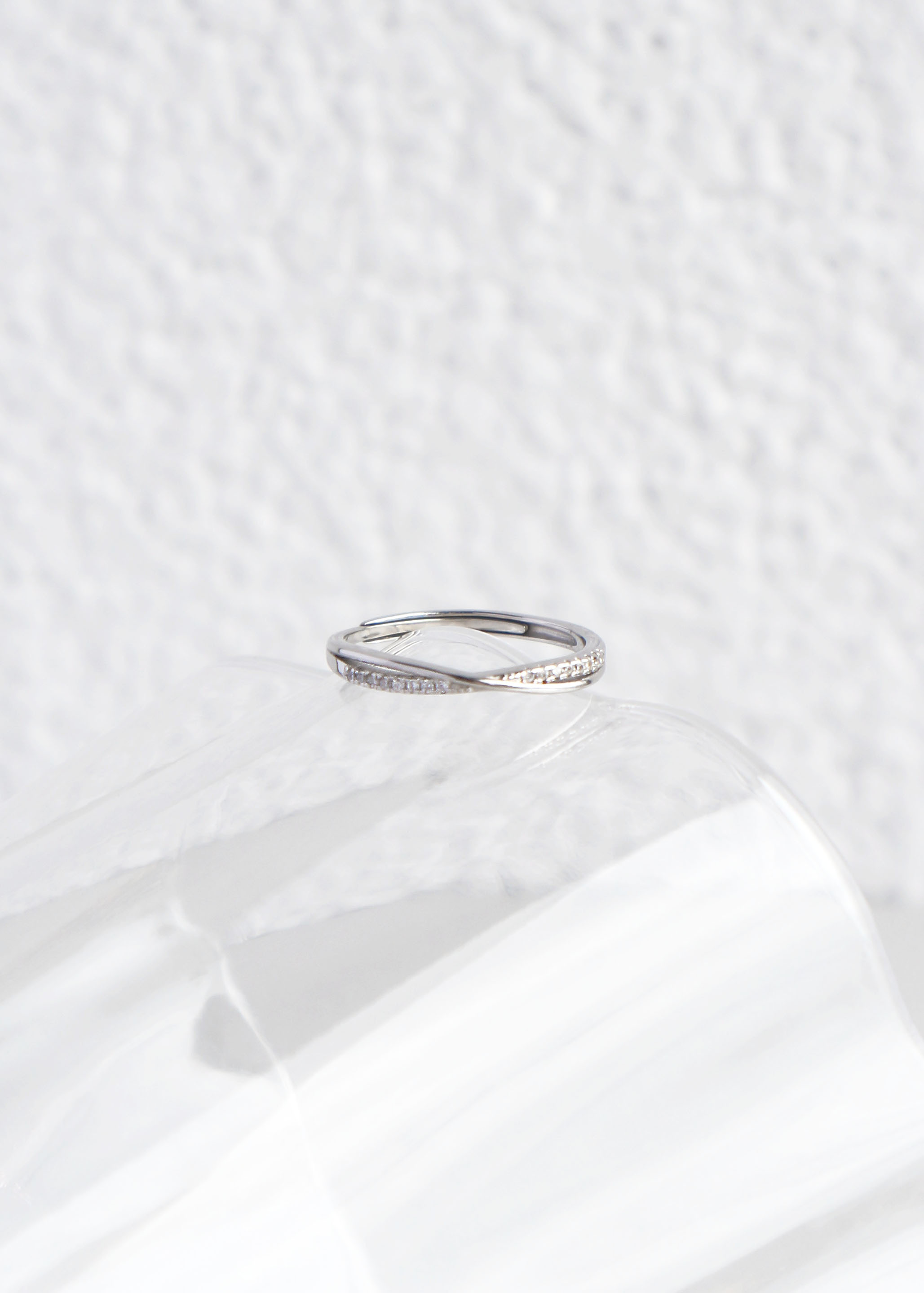 交叉排鑽 純銀戒指