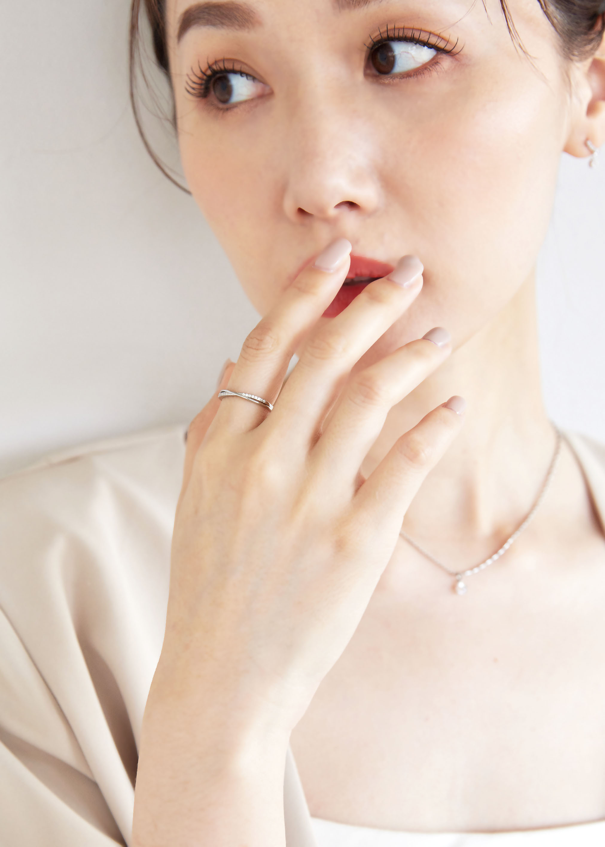 交叉排鑽 純銀戒指