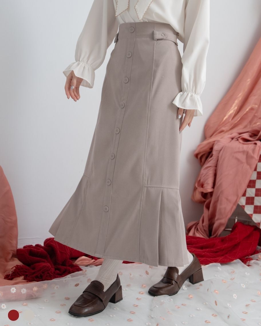 都會簡約高腰排釦長裙