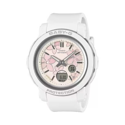 預購款【CASIO 卡西歐】 BABY-G  一款綴有精緻花卉的耐衝擊 兼具美麗和力量 數位雙顯  BGA-290FL-7A