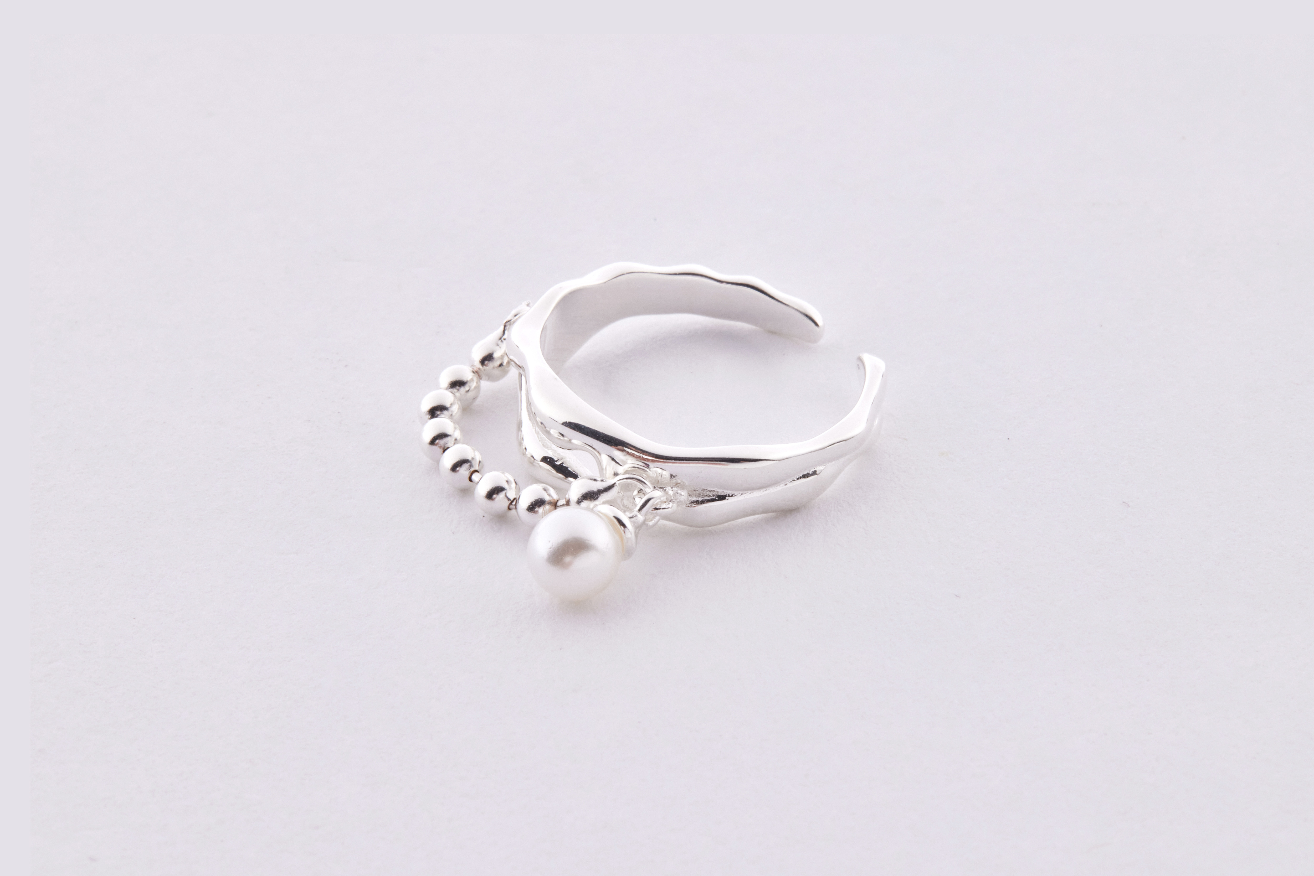 R1214 | 純銀人工珍珠戒指