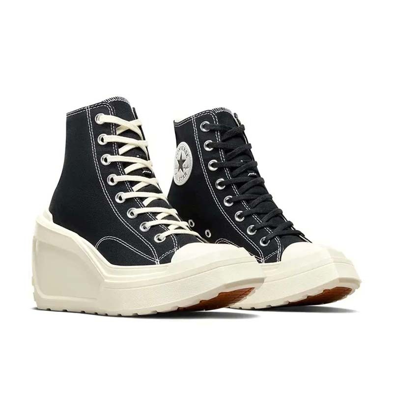Converse Chuck 70 De Luxe Wedge HI 女鞋 黑白 厚底 高跟 休閒鞋 帆布鞋 A06478C [台灣現貨]