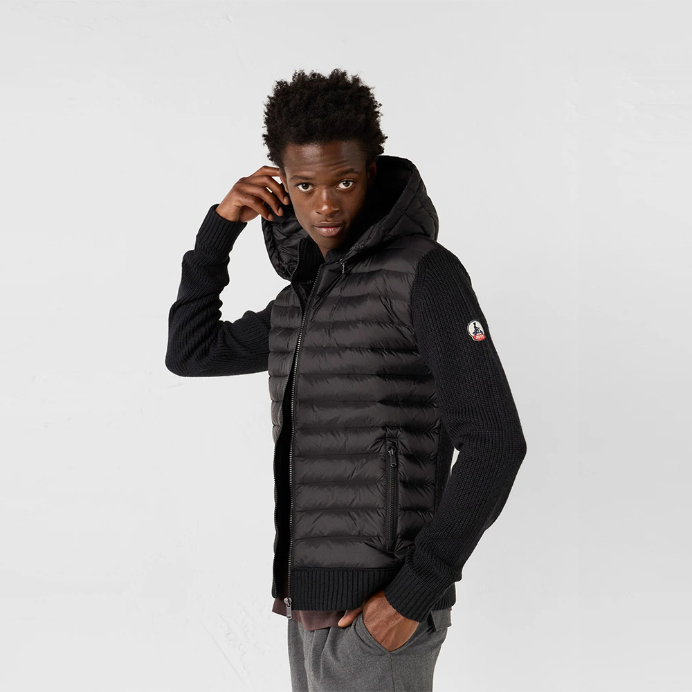 【JOTT】JUM羊毛袖連帽羽絨外套(黑)