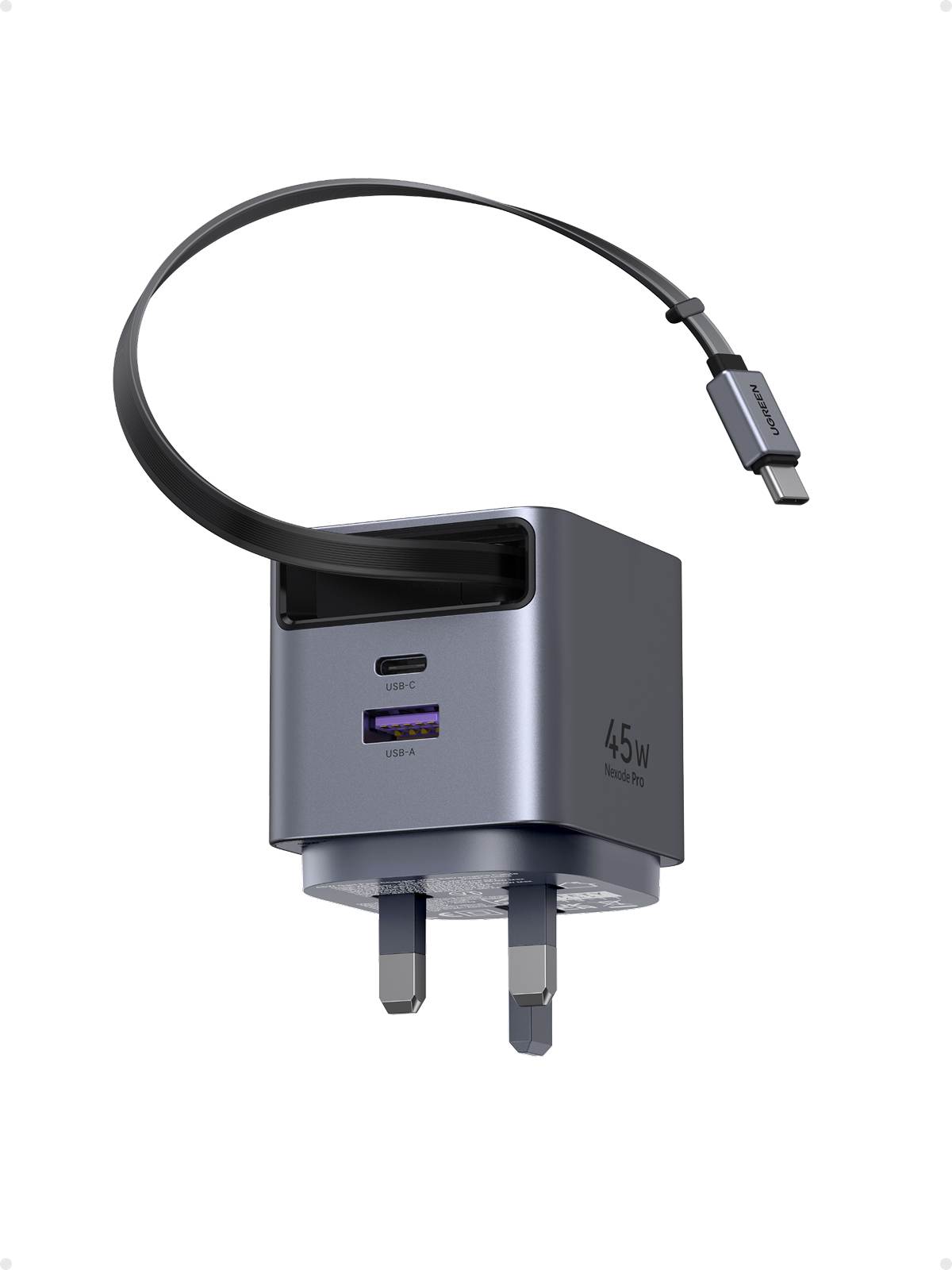 Ugreen 45W Nexode Pro GaN 1C1A  快充充電器 附可伸縮線 - X614 - 65823