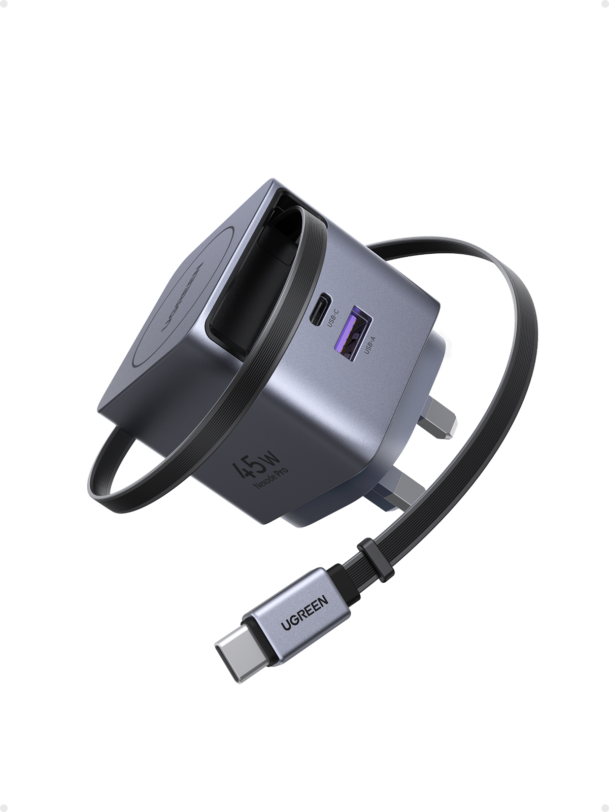 Ugreen 45W Nexode Pro GaN 1C1A  快充充電器 附可伸縮線 - X614 - 65823